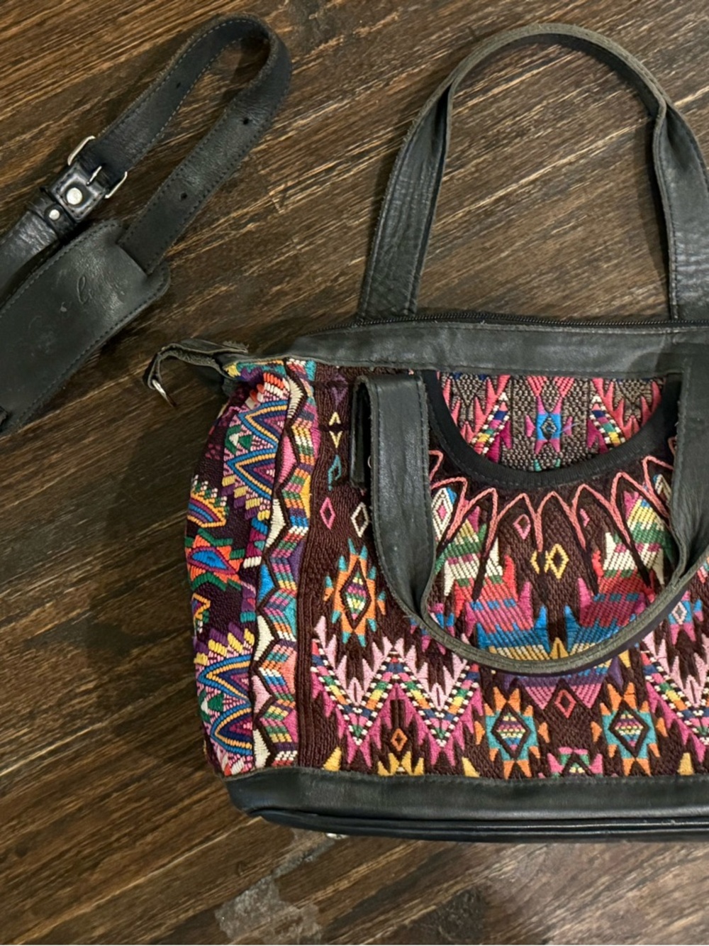 Nena & Co Woven Leather Crossbody / Day Bag with Strap